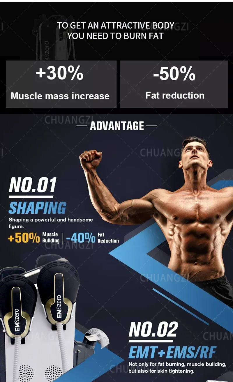 EMSzero HIEMT RF High Intensity Vibration Pulse Electronic Body Shaping Massage Muscle Massage
