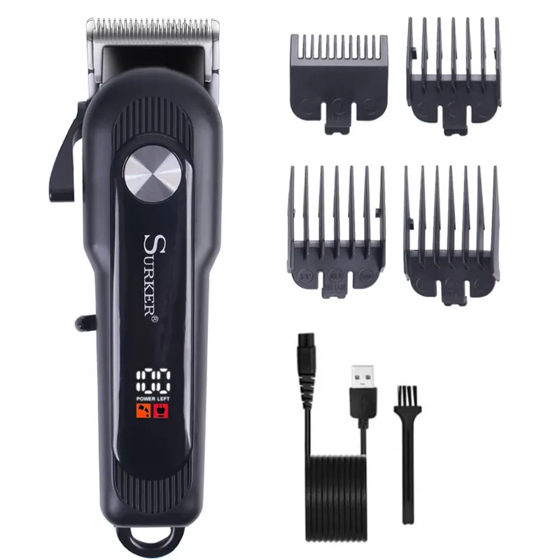 Professional Hair Clipper Ceramic Blade Male Hair Trimmer LED Display Haircut Machine USB charging