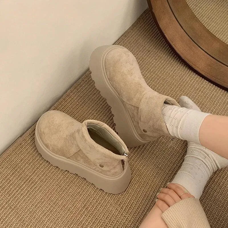 Winter Fashion Platform Heels Women Ankle Boots Keep Warm Height Increase Short Booties Shoes Zapatos Mujer