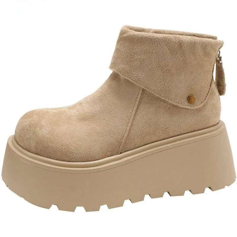 Winter Fashion Platform Heels Women Ankle Boots Keep Warm Height Increase Short Booties Shoes Zapatos Mujer