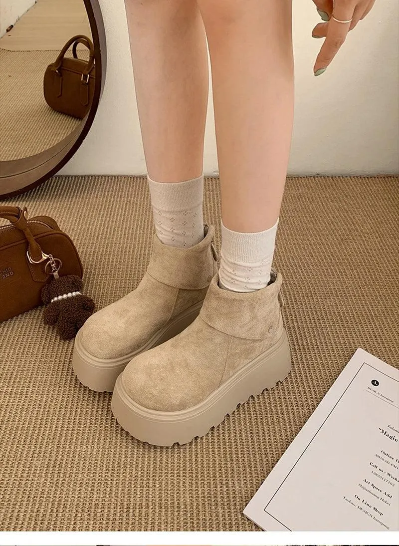 Winter Fashion Platform Heels Women Ankle Boots Keep Warm Height Increase Short Booties Shoes Zapatos Mujer