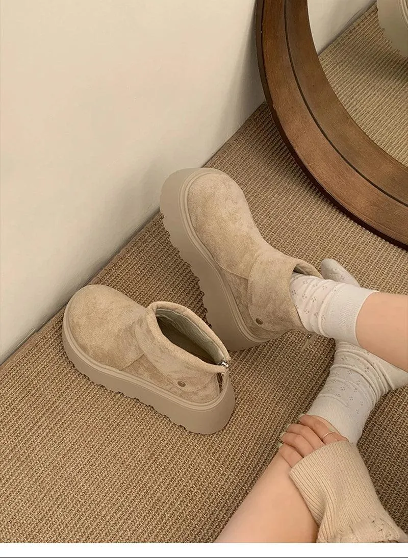 Winter Fashion Platform Heels Women Ankle Boots Keep Warm Height Increase Short Booties Shoes Zapatos Mujer