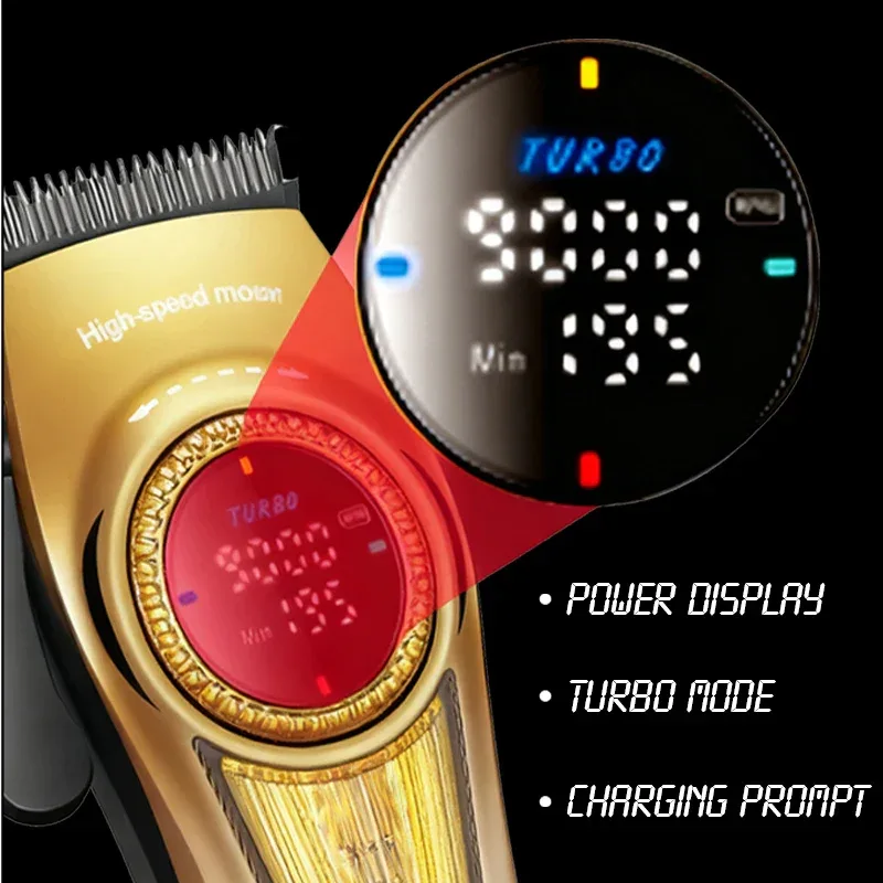 Kemei 1691 Professional Barber Cutting Machines Rotation Speed Adjustment LED Display Men's Hair Clipper Trimmer