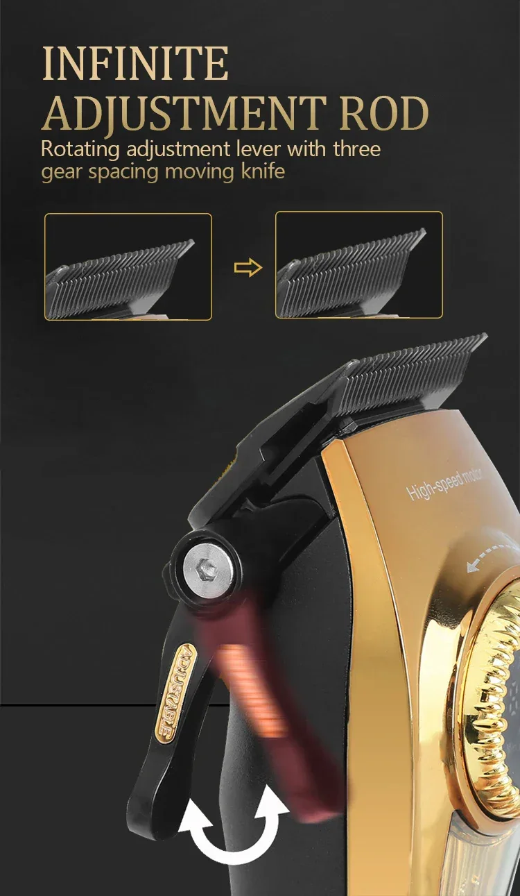 Kemei 1691 Professional Barber Cutting Machines Rotation Speed Adjustment LED Display Men's Hair Clipper Trimmer