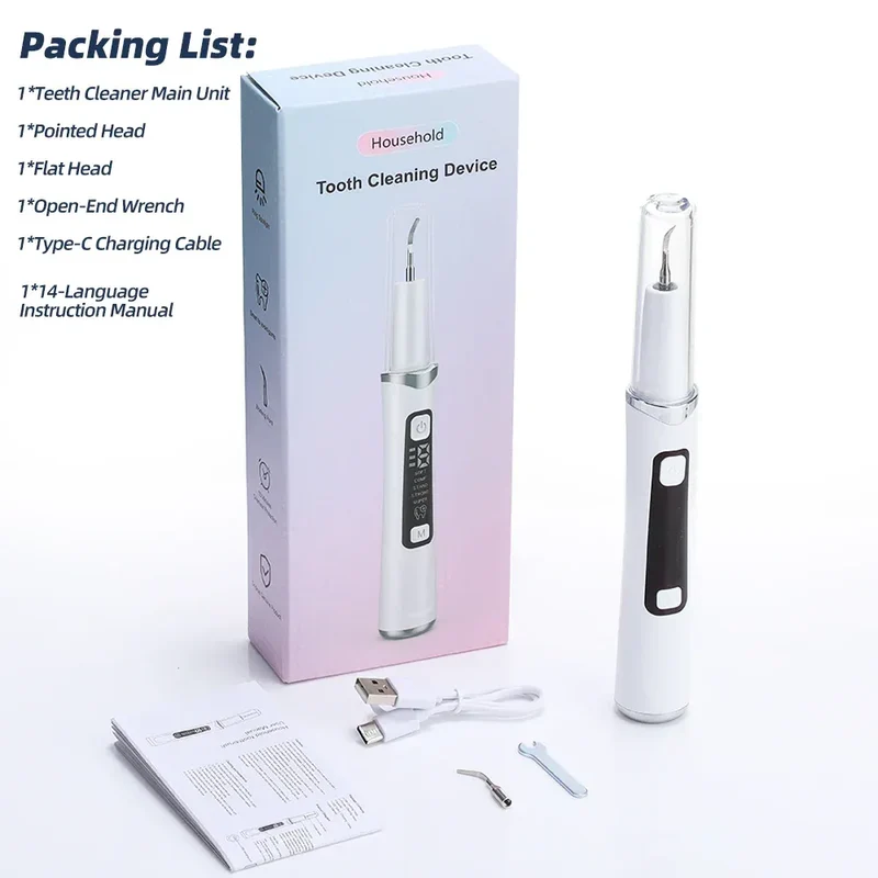 Ultrasonic Dental Scaler Tartar Remover 5 modes with LED Light Household Teeth Cleaning Tools Dental Cleaner Oral Care