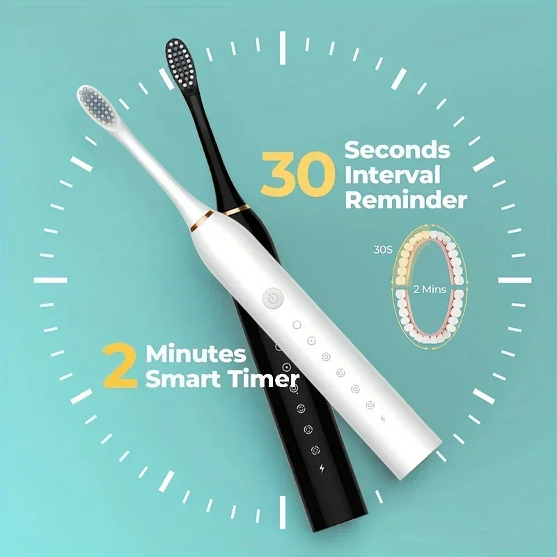 Electric Toothbrush Charging Six Speed Smart Sonic for Adults and Children with Ultra Fine Soft Bristles Waterproof Portable