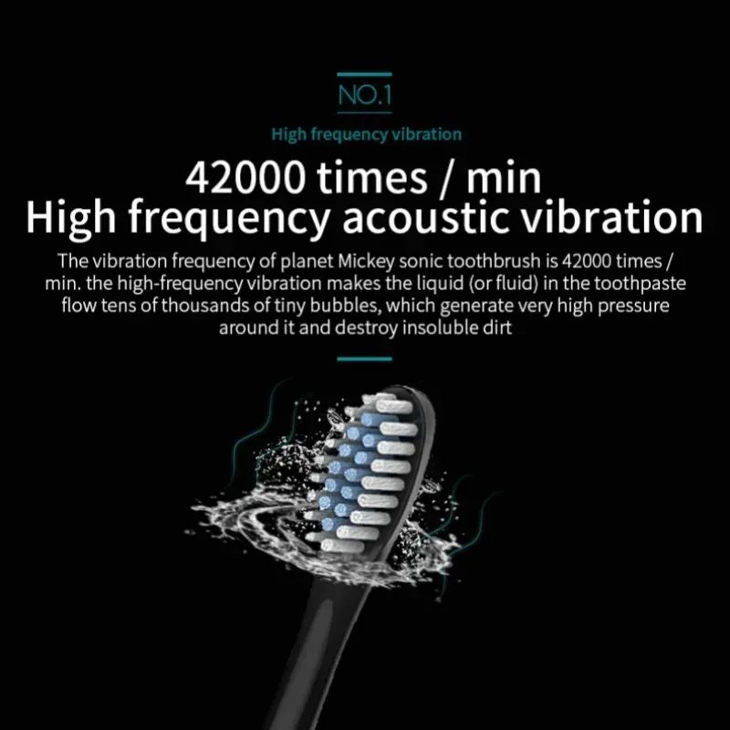 Electric Toothbrush Charging Six Speed Smart Sonic for Adults and Children with Ultra Fine Soft Bristles Waterproof Portable