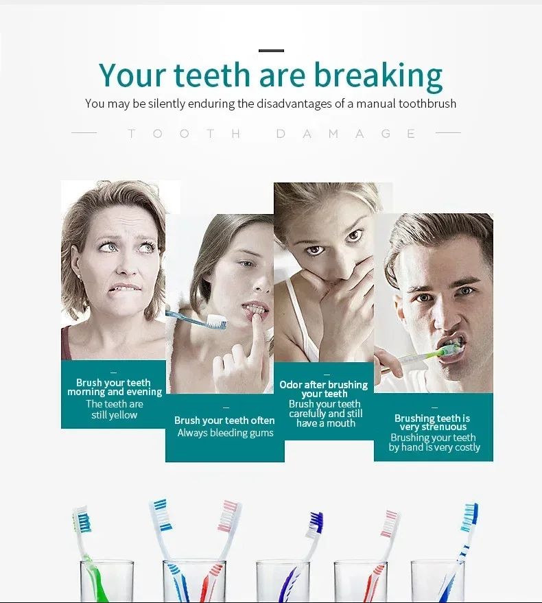Electric Toothbrush Charging Six Speed Smart Sonic for Adults and Children with Ultra Fine Soft Bristles Waterproof Portable