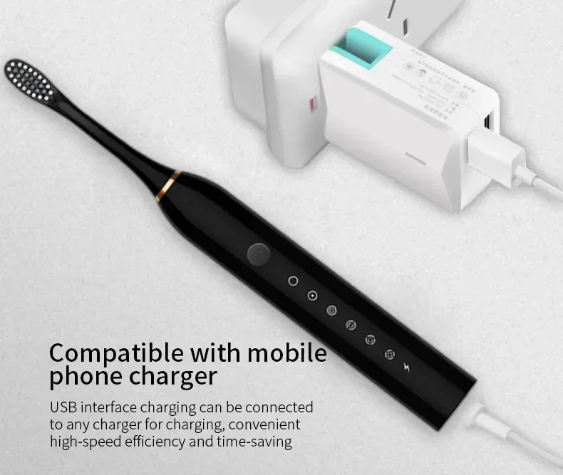 Electric Toothbrush Charging Six Speed Smart Sonic for Adults and Children with Ultra Fine Soft Bristles Waterproof Portable