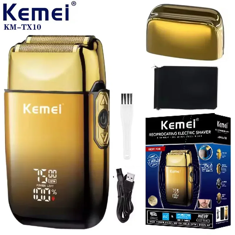 Kemei TX10 Electric Shaver Hair Rechargeable Facial & Beard Foil Razor For Men Bald Head Shaving For Men Machine Barber