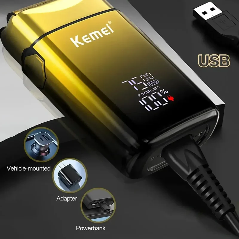 Kemei TX10 Electric Shaver Hair Rechargeable Facial & Beard Foil Razor For Men Bald Head Shaving For Men Machine Barber