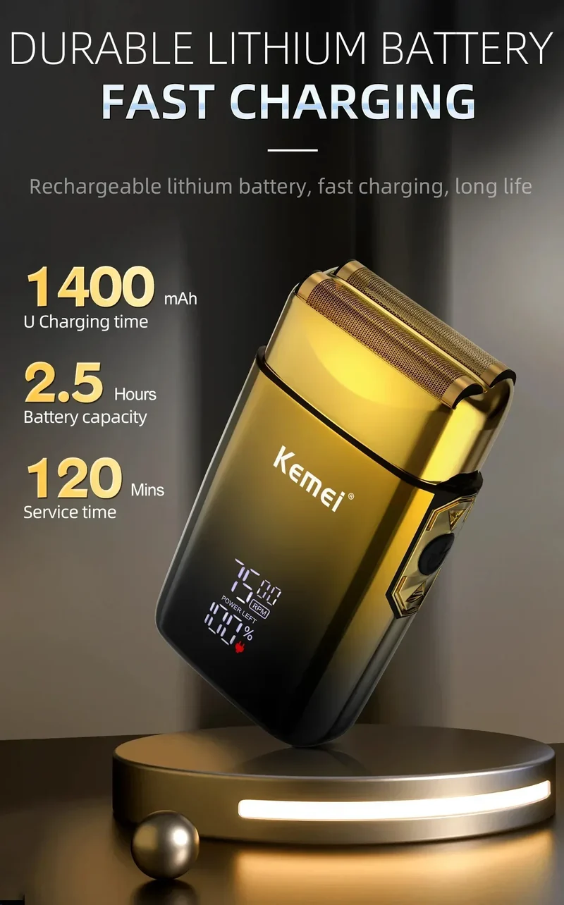 Kemei TX10 Electric Shaver Hair Rechargeable Facial & Beard Foil Razor For Men Bald Head Shaving For Men Machine Barber