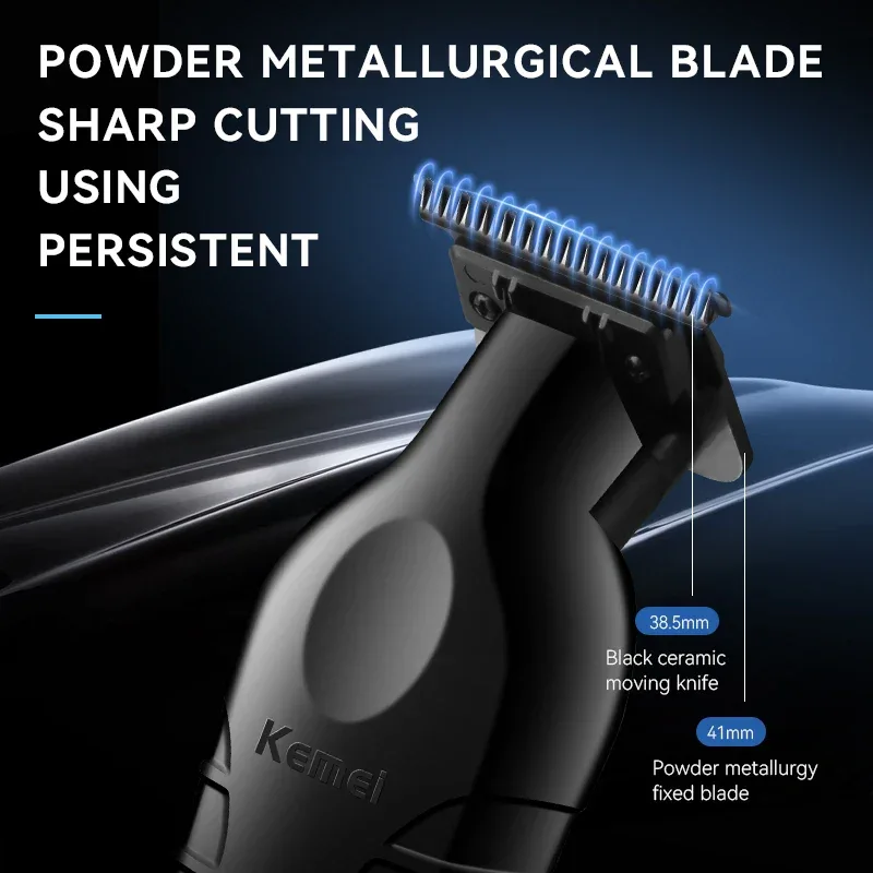 Kemei Men's Cordless Hair Clipper USB Rechargeable Zero Gap Trimmer Electric Hair Clipper Original Blade Accessories KM-2299