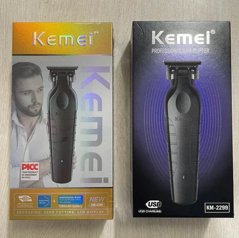 Kemei Men's Cordless Hair Clipper USB Rechargeable Zero Gap Trimmer Electric Hair Clipper Original Blade Accessories KM-2299