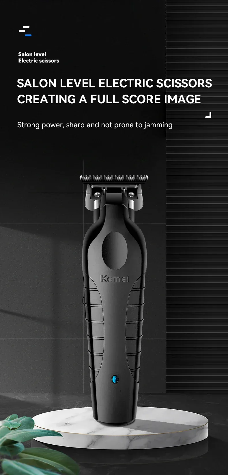 Kemei Men's Cordless Hair Clipper USB Rechargeable Zero Gap Trimmer Electric Hair Clipper Original Blade Accessories KM-2299