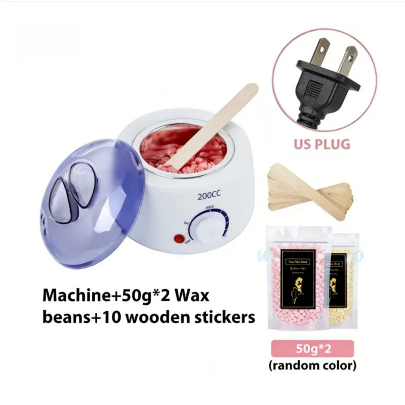 200CC Wax Heater Warmer Hair Removal Machine For Hand Foot Body SPA Epilator Paraffin Wax Pot +Wax Beans + Wood Sticks