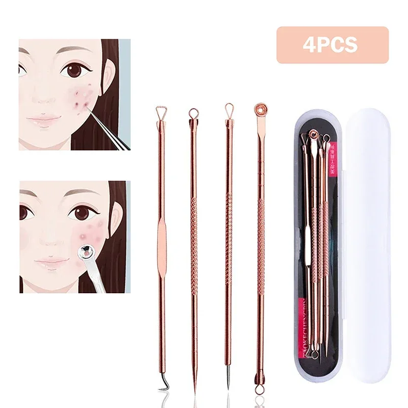 4Pcs Blackhead Removal Needles Black Dots Cleaner Stainless Steel Spot Extractor Acne Treatment Needle Face Clean Care Tool