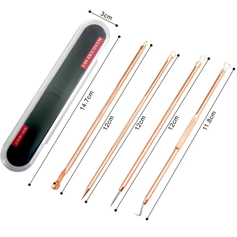 4Pcs Blackhead Removal Needles Black Dots Cleaner Stainless Steel Spot Extractor Acne Treatment Needle Face Clean Care Tool