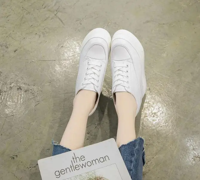 Genuine leather 10cm Increase Flat Platform Shoes Female Thick Sole Students Casual Shoes Woman Lace Up Solid Women Shoes