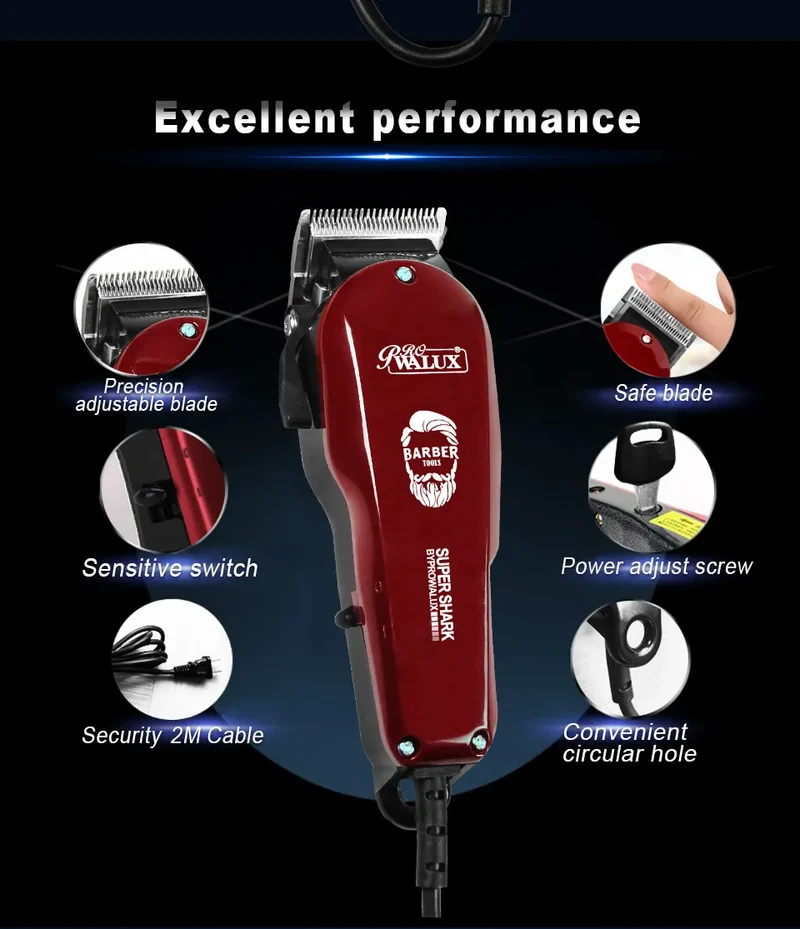 Adjustable Professional Corded Hair Clipper Hair Trimmer For Men 10W Electric Powerful Barber Shop Haircut Machine Tapering