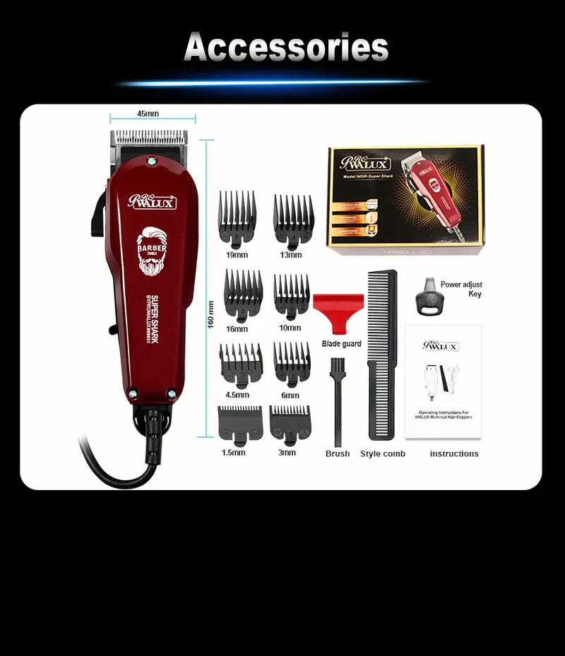 Adjustable Professional Corded Hair Clipper Hair Trimmer For Men 10W Electric Powerful Barber Shop Haircut Machine Tapering