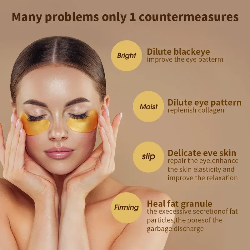 Gold Moisturizing Crystal Collagen Eye Mask Anti-Wrinkle Anti Aging Fade Dark Circles Skin Care Patch Dilute Fine Lines Mask