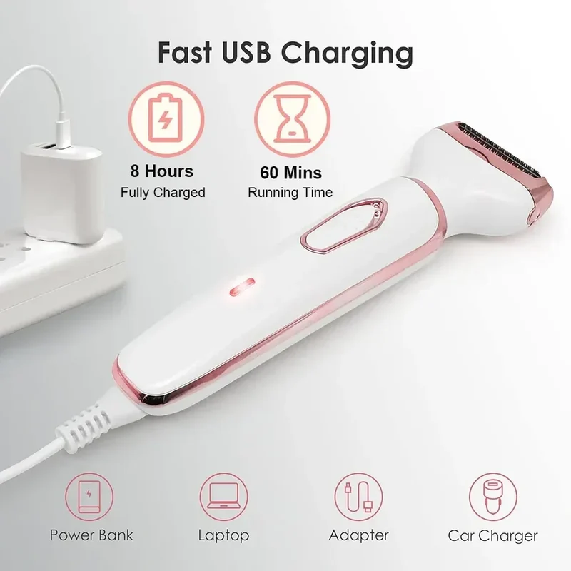 Electric Shaver For Woman Body Hair Removal Epilator Painless Cordless Trimmer Women Face Leg Bikini Razor 4 in 1 Hair Remover