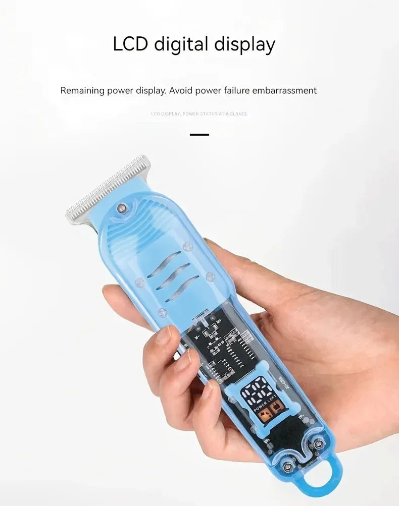 Transparent Body Electric Hair Clipper Professional Trimmer USB Rechargeable Hair Cutting Machine For Men Holiday Gift For Him