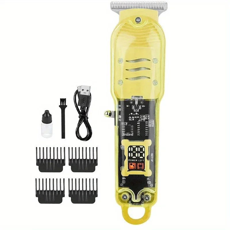 Transparent Body Electric Hair Clipper Professional Trimmer USB Rechargeable Hair Cutting Machine For Men Holiday Gift For Him