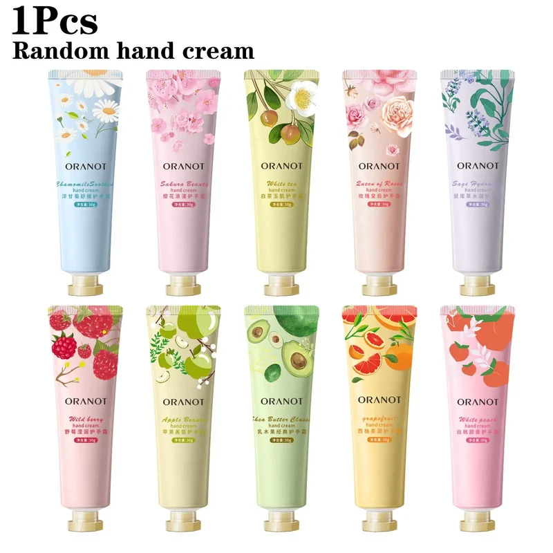 1Pc Hand Cream With Flower Fragrance Anti Chapping Plant Essence Care Moisturizing Hand Cream Hand Winter Care Color Random 30g