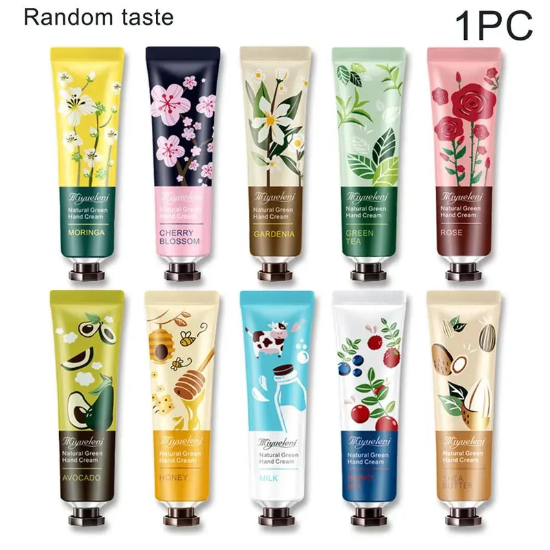 1Pc Hand Cream With Flower Fragrance Anti Chapping Plant Essence Care Moisturizing Hand Cream Hand Winter Care Color Random 30g