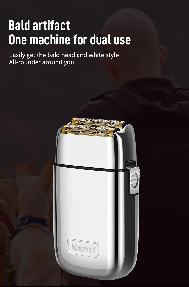 Kemei Tx1 Rechargeable Metal Housing Pro Electric Shaver For Men Hair Beard Electric Razor Bald Shaving Machine Finishing Fade