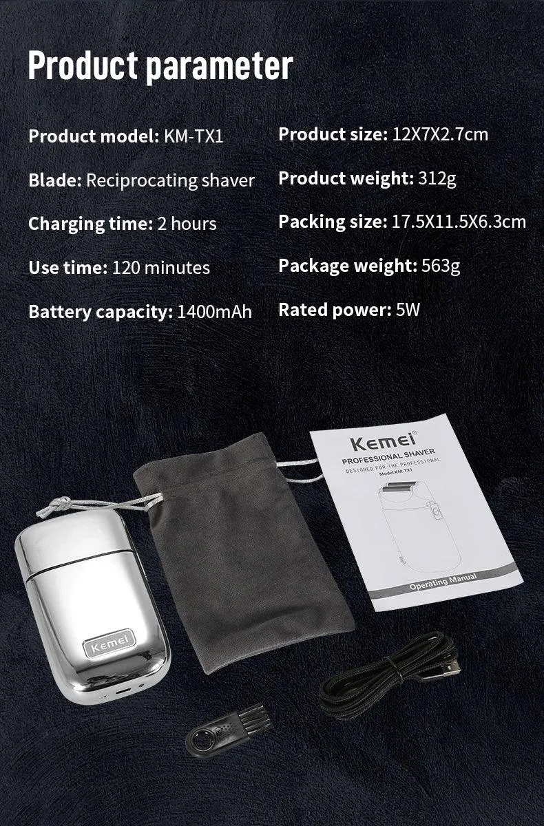 Kemei Tx1 Rechargeable Metal Housing Pro Electric Shaver For Men Hair Beard Electric Razor Bald Shaving Machine Finishing Fade