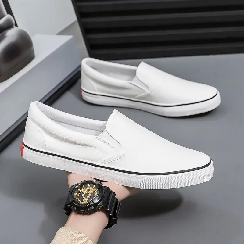 Hand-Painted Canvas Shoes Elastic Unisex Spring 2025 Style Korean Version Flat Heel Breathable Cotton Lined All-Season Footwear