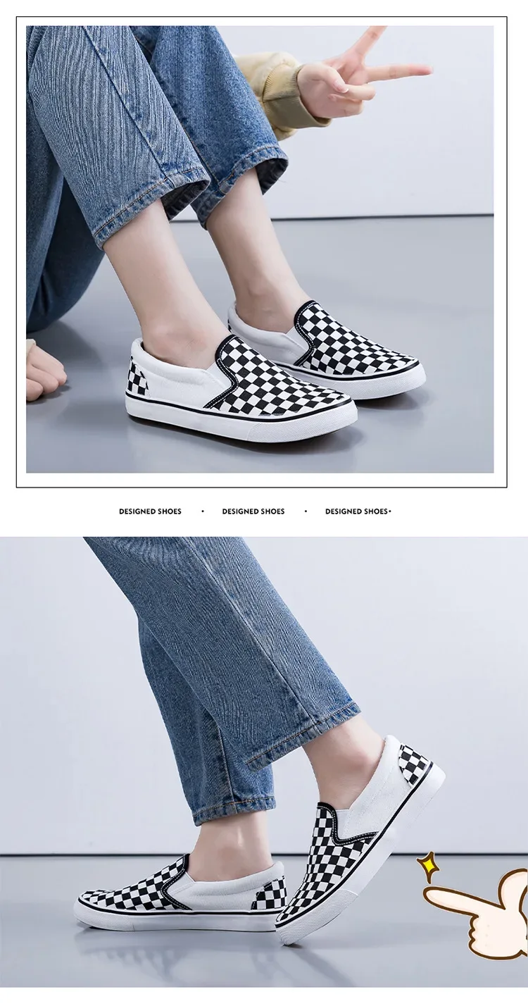 Hand-Painted Canvas Shoes Elastic Unisex Spring 2025 Style Korean Version Flat Heel Breathable Cotton Lined All-Season Footwear