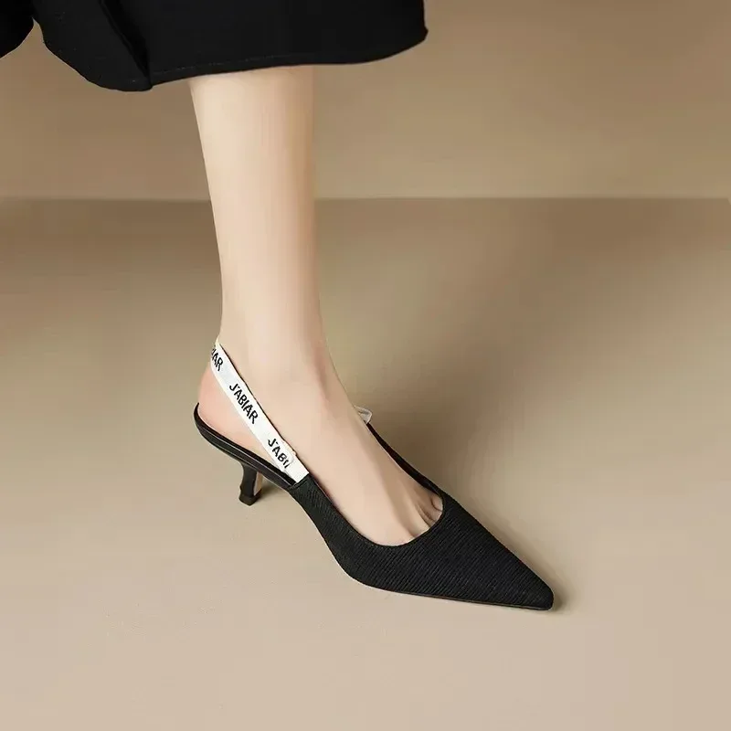 High Heels Women Sexy Sandals Mid Heels Slingback Summer Slippers 2025 Fashion Luxury Pumps New Flip Flops Shallow Mujer Slides