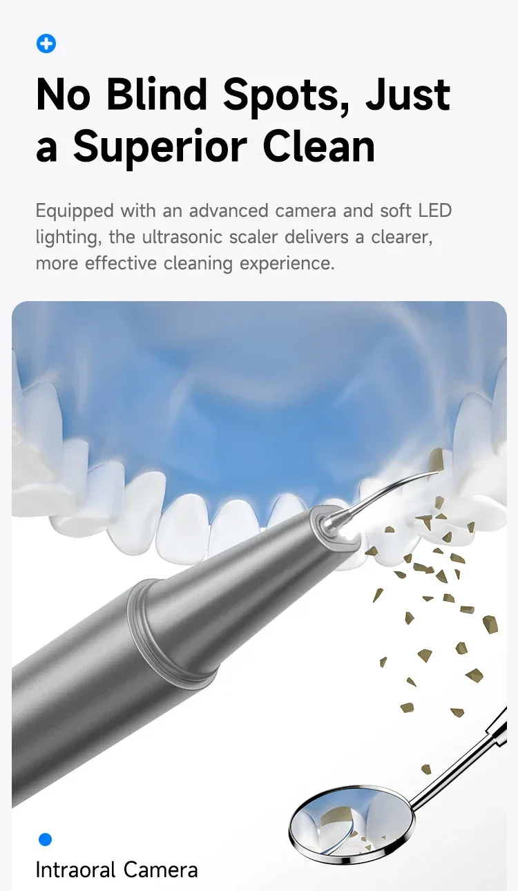 CURVY MOON Visible Electric Ultrasonic Tooth Cleaner with Camera Tartar Remover Tooth Stain Cleaning Tools Teeth Whitening Care