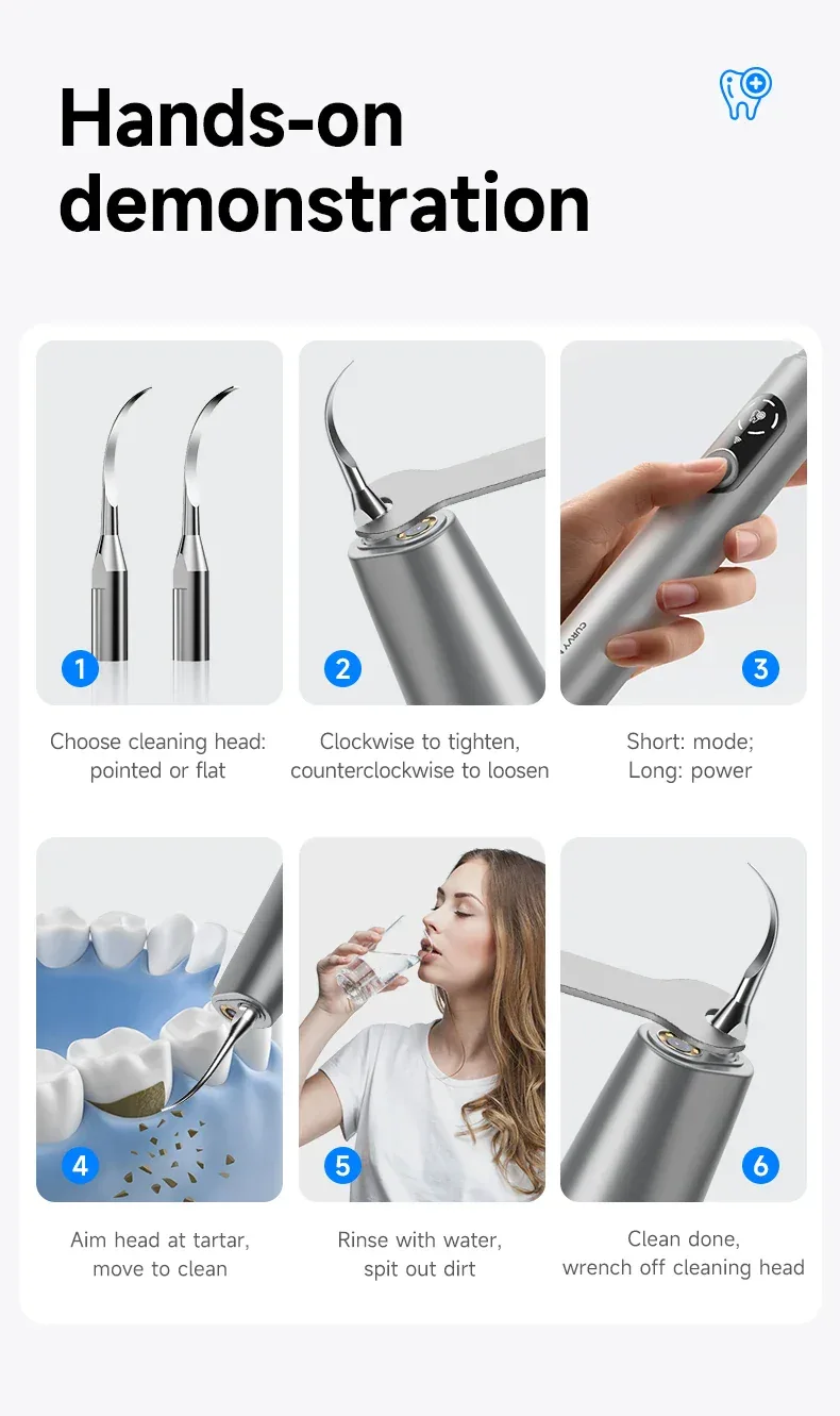 CURVY MOON Visible Electric Ultrasonic Tooth Cleaner with Camera Tartar Remover Tooth Stain Cleaning Tools Teeth Whitening Care
