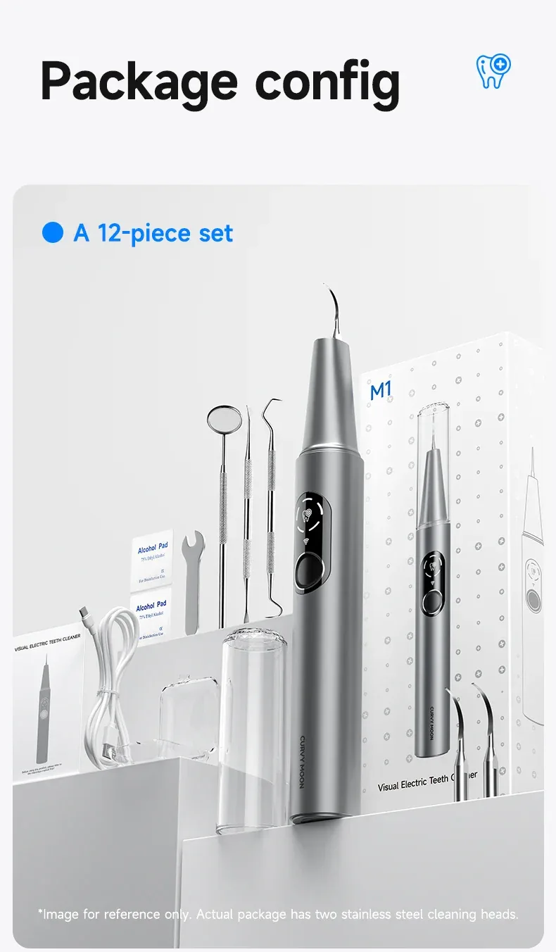 CURVY MOON Visible Electric Ultrasonic Tooth Cleaner with Camera Tartar Remover Tooth Stain Cleaning Tools Teeth Whitening Care