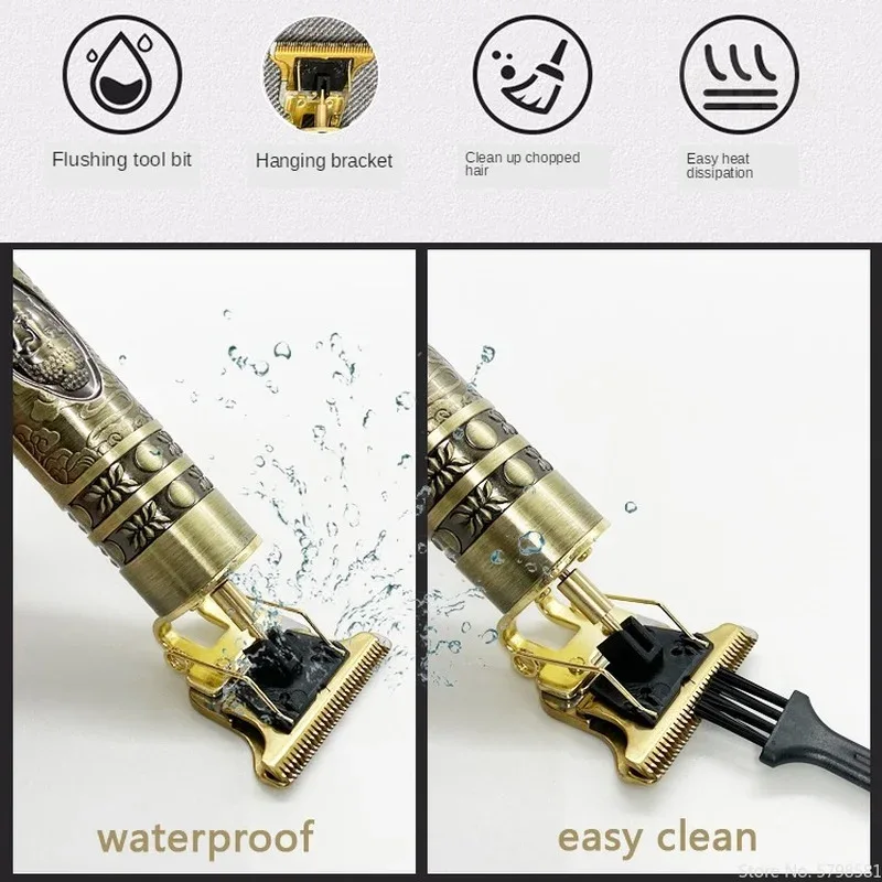 OHS T9 Vintage Electric Hairdresser Oil Shaving Head Pusher Carving Clipper Hair Cutting Machine Precision Trimmer for Men Care