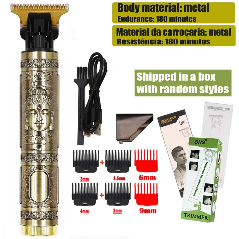 OHS T9 Vintage Electric Hairdresser Oil Shaving Head Pusher Carving Clipper Hair Cutting Machine Precision Trimmer for Men Care