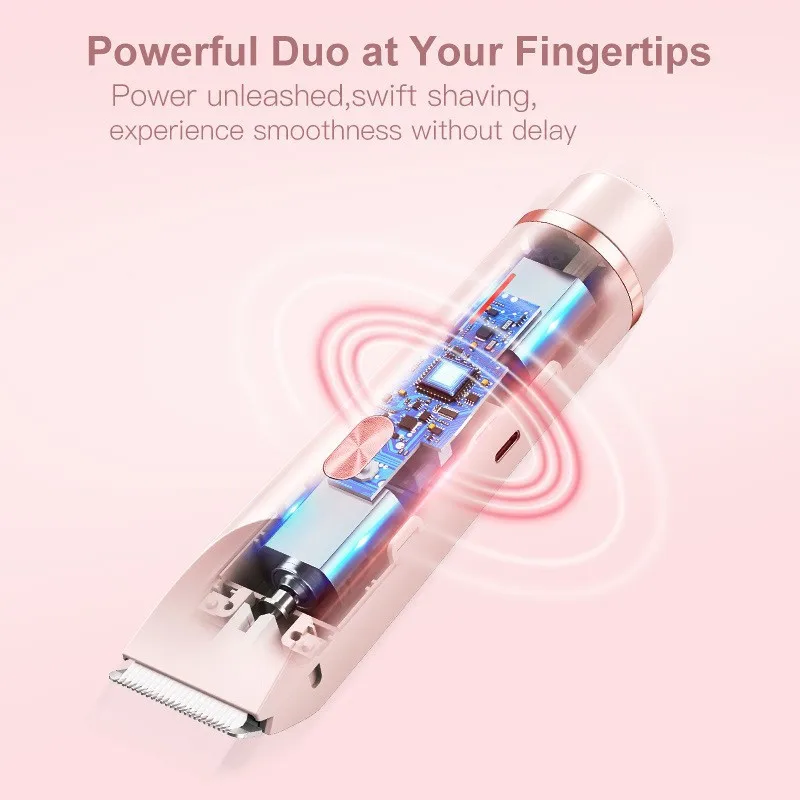 Electric Razors for Women 2in1 Bikini Trimmer Facial Mustache Shavers for Ladies Body Underarms Legs Portable Painless Epilator