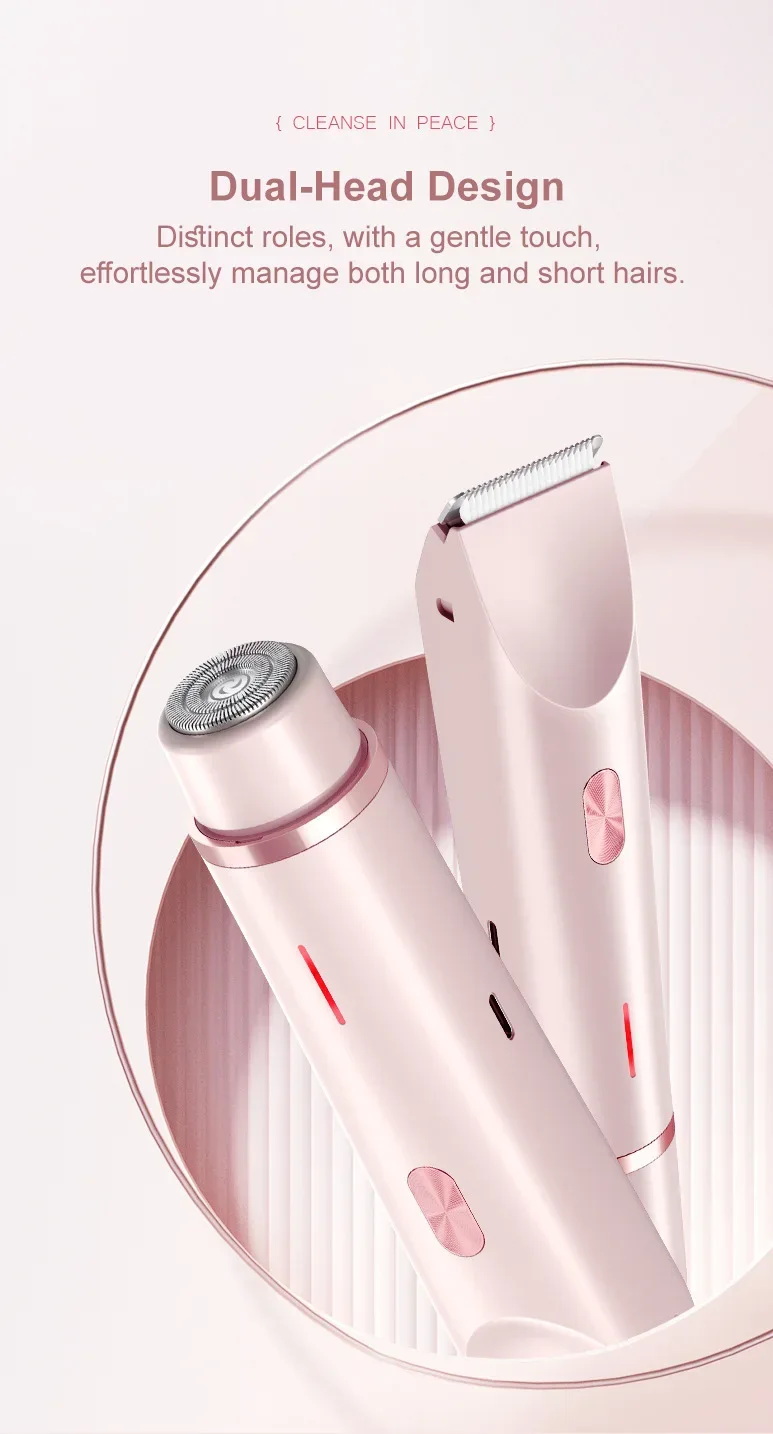 Electric Razors for Women 2in1 Bikini Trimmer Facial Mustache Shavers for Ladies Body Underarms Legs Portable Painless Epilator