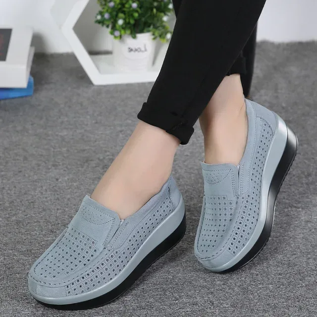 Creepers Platform Shoes Women Flats Women Loafers Spring Autumn Casual Suede Leather Shoes Ladies Moccasins Slip On Plus Size 42
