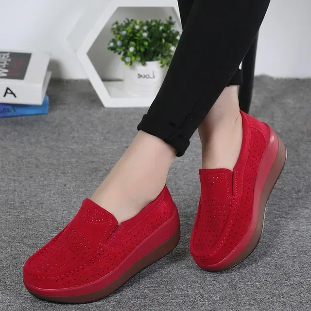 Creepers Platform Shoes Women Flats Women Loafers Spring Autumn Casual Suede Leather Shoes Ladies Moccasins Slip On Plus Size 42