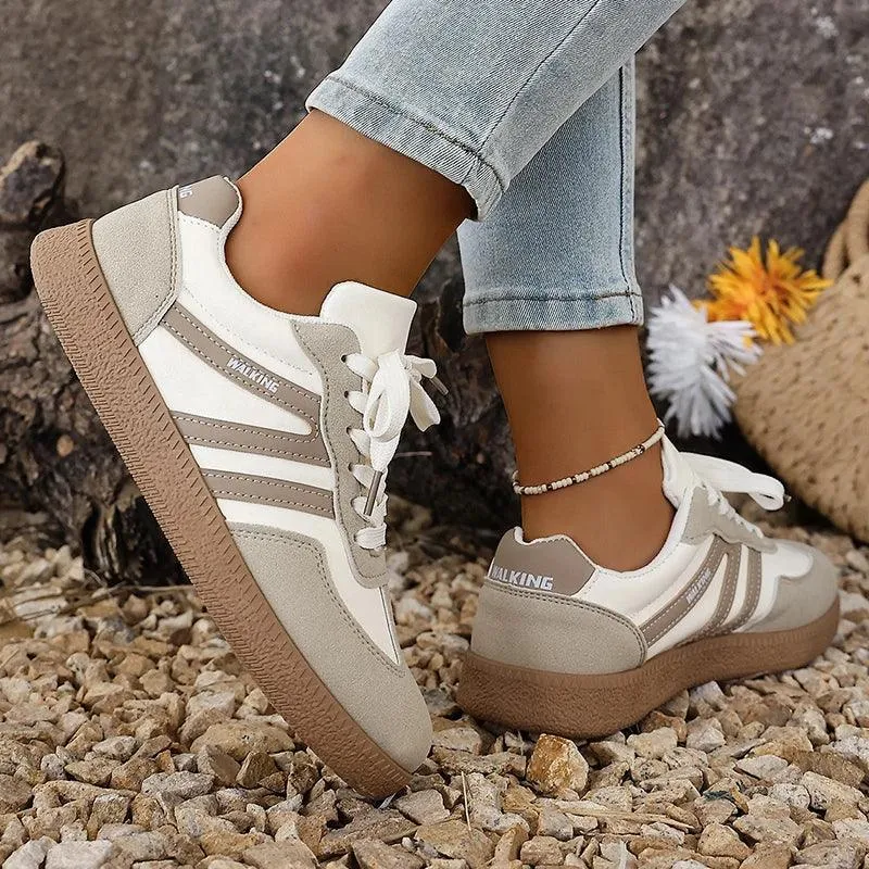 White Platform German Training Shoes Women 2026 Spring Non Slip Thick Sole Casual Sneakers Woman Lace Up Sport Shoes Flats Mujer