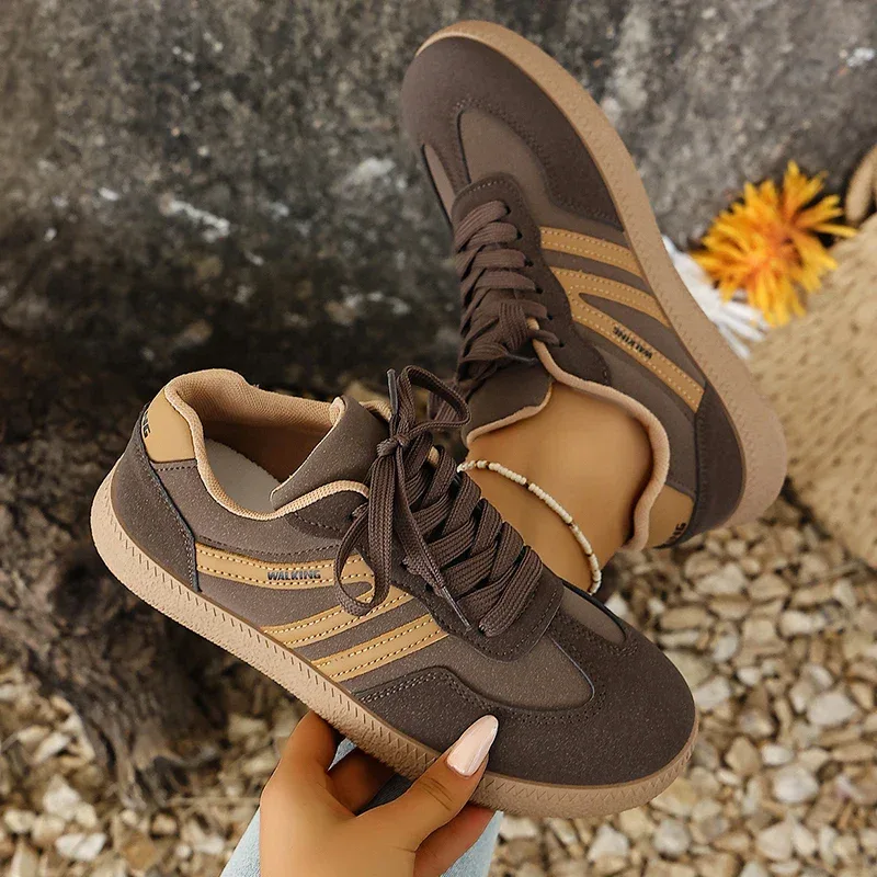 White Platform German Training Shoes Women 2026 Spring Non Slip Thick Sole Casual Sneakers Woman Lace Up Sport Shoes Flats Mujer