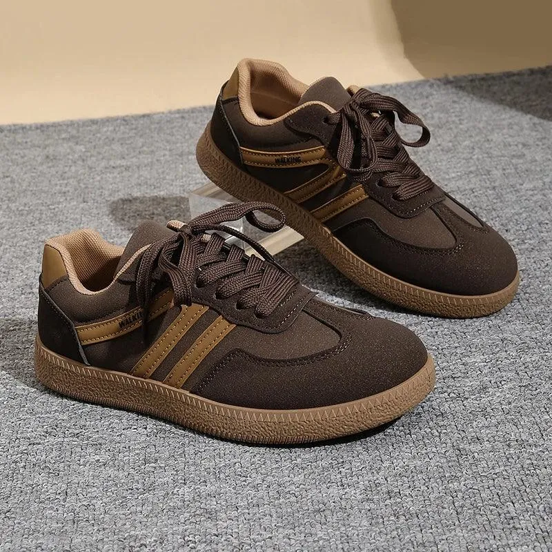 White Platform German Training Shoes Women 2026 Spring Non Slip Thick Sole Casual Sneakers Woman Lace Up Sport Shoes Flats Mujer