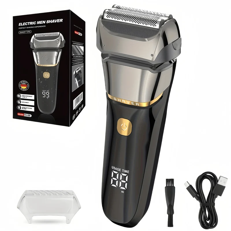 Electric Razor for Men, Wet & Dry Foil Shaver with 3-Blade & Edge Shaving Area, 7500 RPM High Speed Motor, Digital Power Display