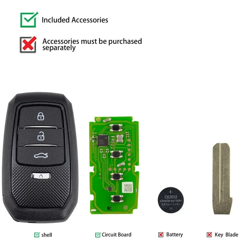 1PC Xhorse XSTO01EN FENG.T for Toyota XM38 Smart Key with Key Shell Support 4D 8A 4A